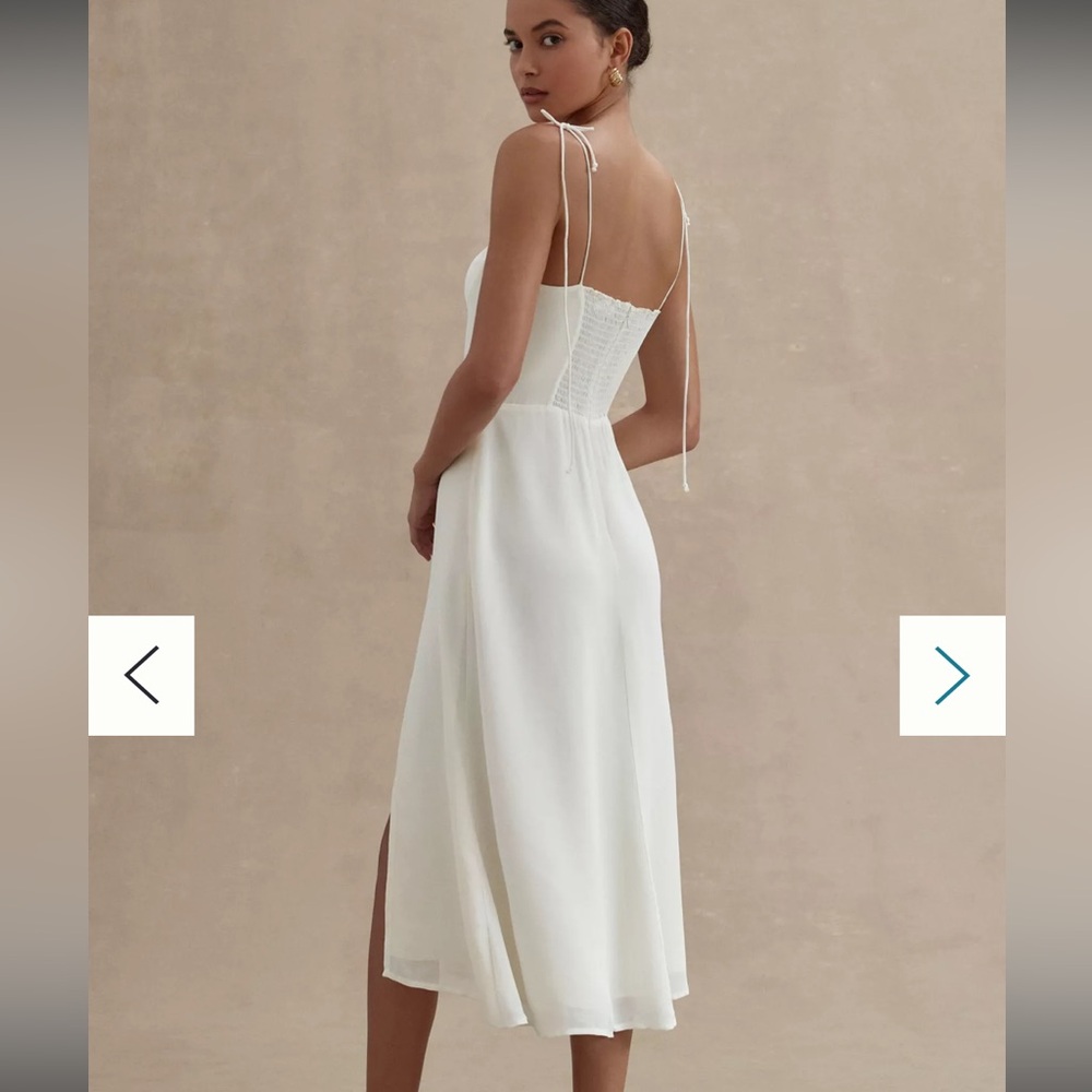 Reformation White Juliette Dress Slip High Slit Bridal Resort Cocktail 4 - Picture 3 of 12